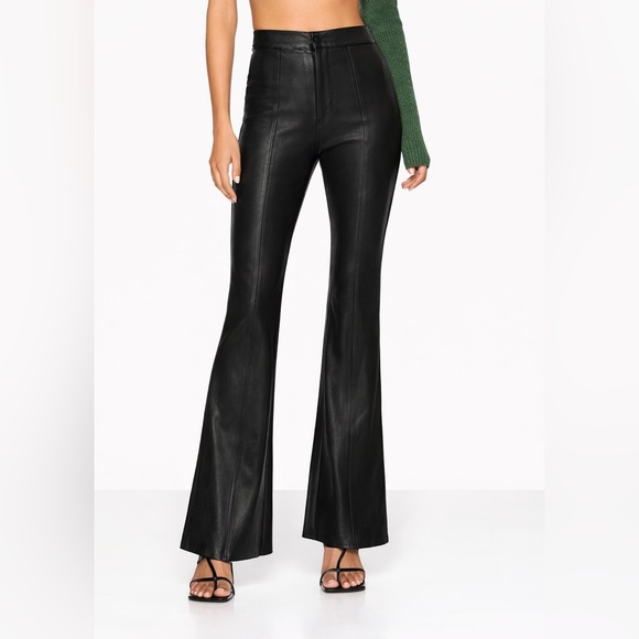 Blank NYC Pants - Blank NYC Black Faux Leather Flare Pants High Rise Vegan Leather Size 31 NWT